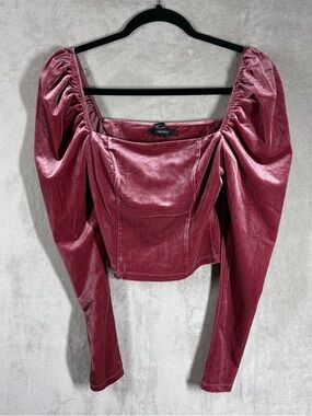 Forever 21 Velvet Corset Top Size S Pink Renaissance Whimsigoth Vamp Romantic